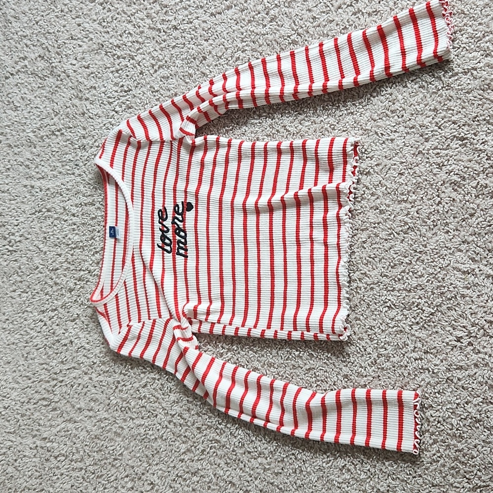 BOGO Girls XL 14 Long sleeve red white striped top love more from old navy